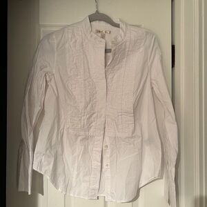Banana Republic Crisp White Pintuck Button Down Shirt
